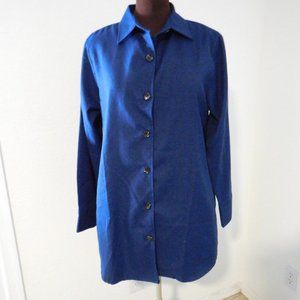 Lularoe  Abigail Great Outdoors Button Up Shirt Top Navy Blue Pockets NEW